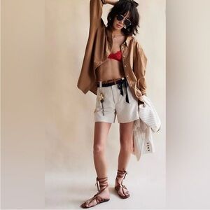 NWT Free People Perfect Prep pleated belted shorts - 12, 14